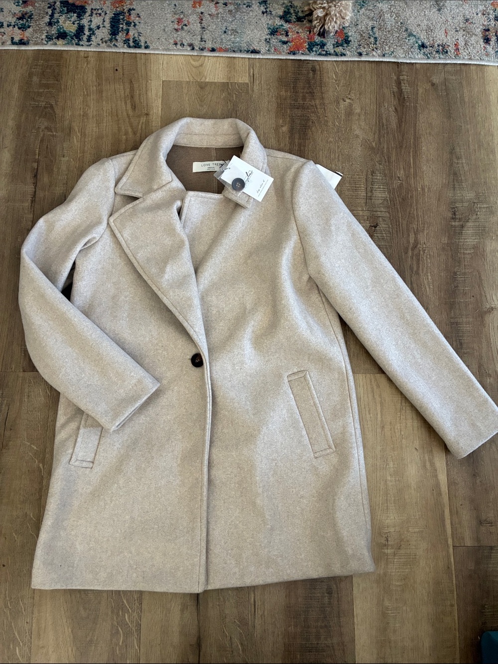 Love Tree Women's Cream Wool-Blend Single-Button Coat (m), NWT
